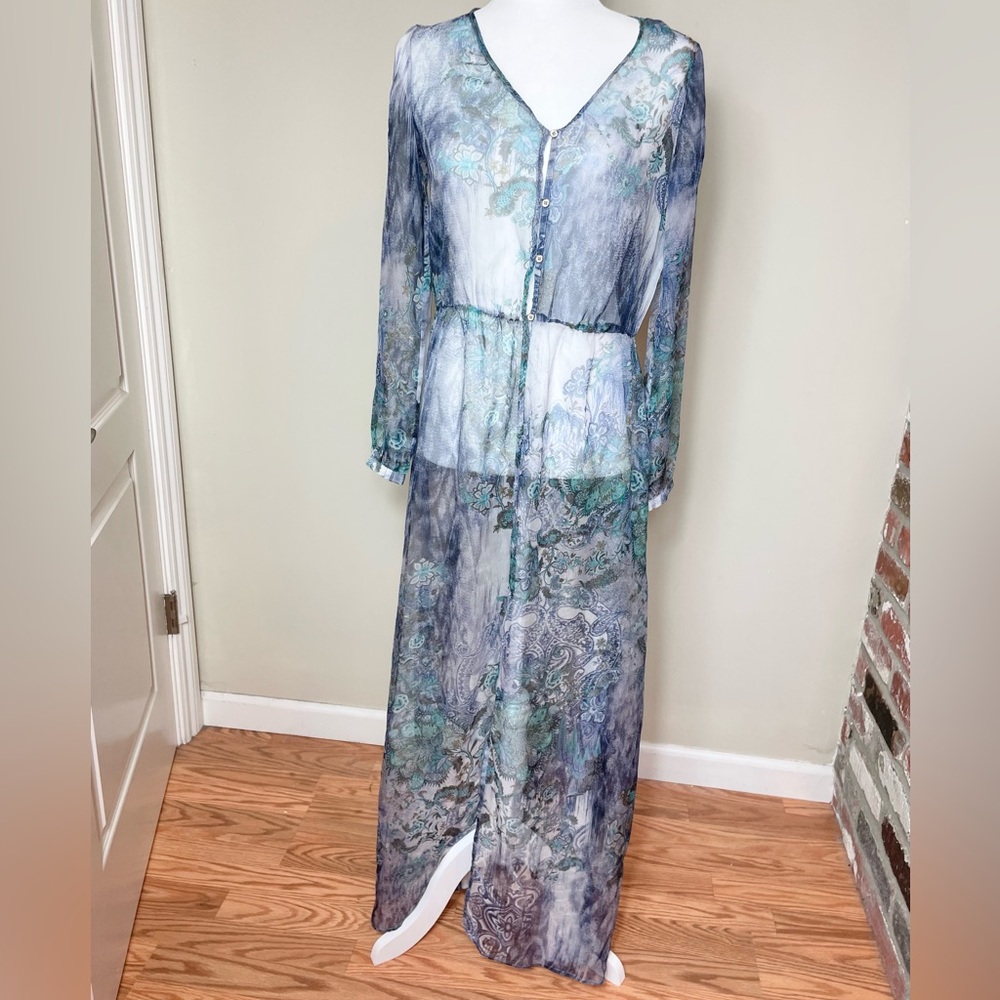 Mango Blue Sheer Dress